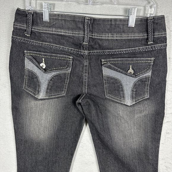 Freestyle Revolution Cuffed Hem Capri Jeans Womens Black Size 11 Stretch - Picture 7 of 9